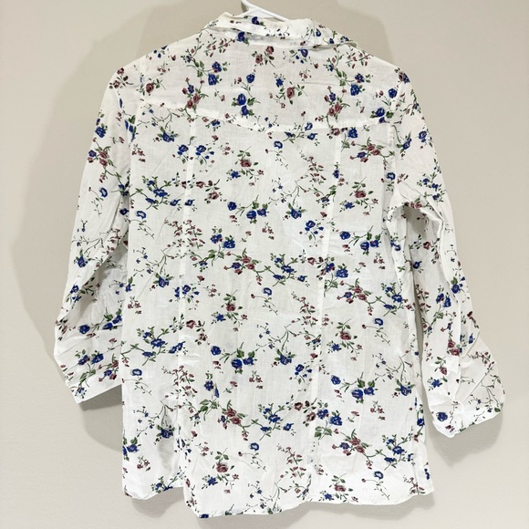 Eden & Olivia Semi-Shear 100% Cotton Colorful Floral Long Sleeve Size S - Picture 2 of 11